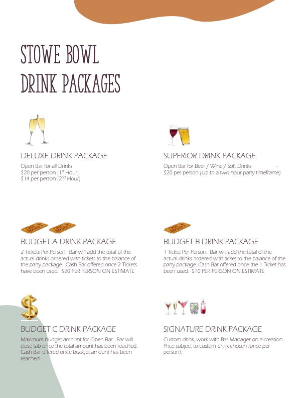 Stowe Bowl Drink Packages